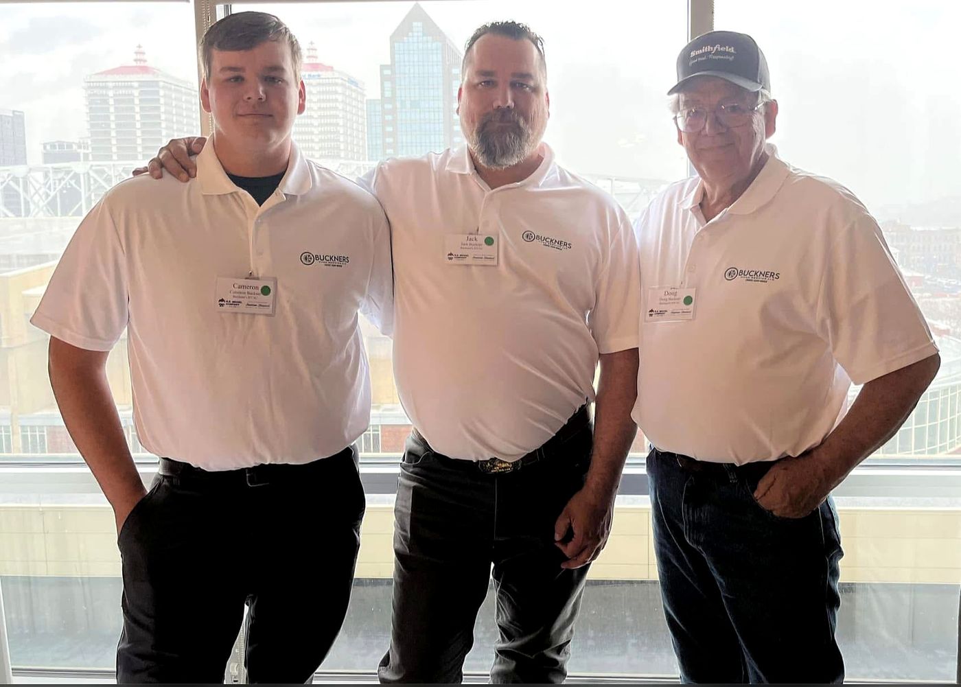 Cameron, Jack and Doug Buckner in Buckners HVAC shirts